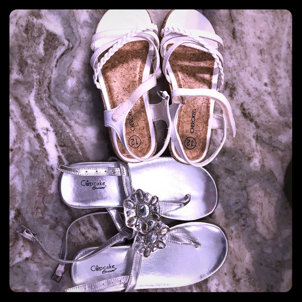 Two Pairs of Girls’ Size 12 Dress Sandals